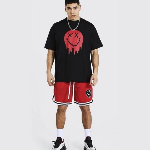 Boohooman Oversized Drip Face Short Sleeve Tee - XL - Picture 1 of 7